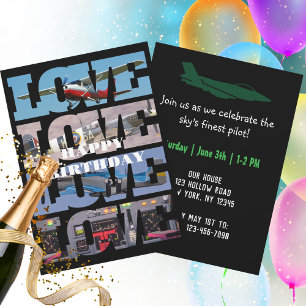 Invitación Avión Volando,Collage de Fotos,Aviación,Genial
