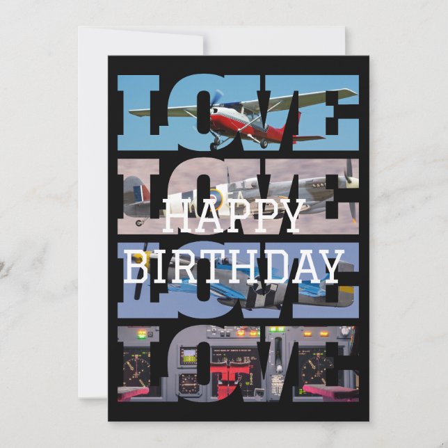 Invitación Avión Volando, Collage de fotos, Aviación, Guay (Anverso)