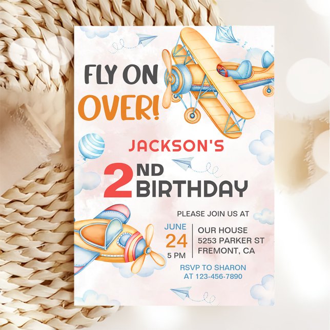 Invitación Avión Voló Sobre El Fiesta Del Segundo Cumpleaños (Subido por el creador)