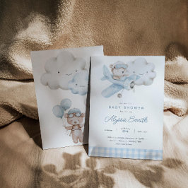 Invitación Avión y Baby Shower de Teddy Bear