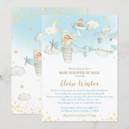 Invitación Aviones de animales muertos vuelan a Baby Shower p