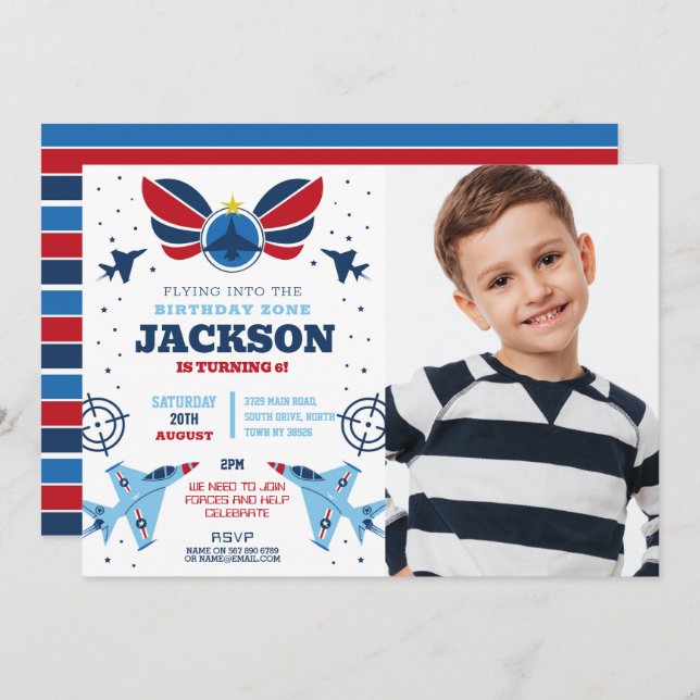 Invitación Aviones de avioneo de avituallamiento de niños avi (Anverso / Reverso)