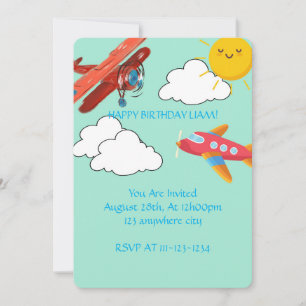 INVITACIÓN AVIONES DE CUMPLEAÑOS DE INVITACIÓN, DIGITAL