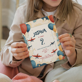 Invitación Aviones de juguete y globos niños Fiesta de cumple