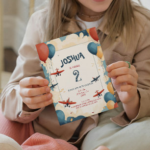 Invitación Aviones de juguete y globos niños Fiesta de cumple