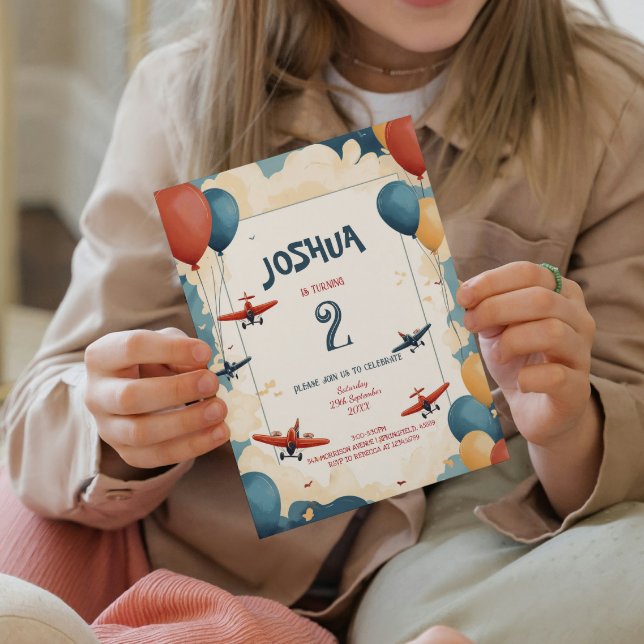Invitación Aviones de juguete y globos niños Fiesta de cumple (Subido por el creador)
