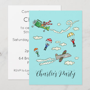 Invitación Aviones y paracaídas personalizados