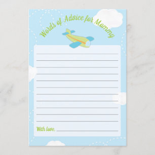 Invitación Aviso de Baby Shower de avión para mamá
