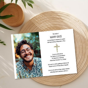 Invitación Aviso de defunción con foto de cruz verde y funera