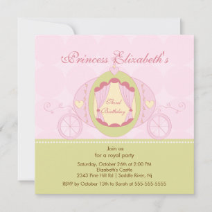 Invitación Aviso de fiesta de cumpleaños de la princesa de tr