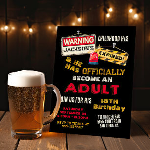 Invitación Aviso oficial para adultos cumple 18 años