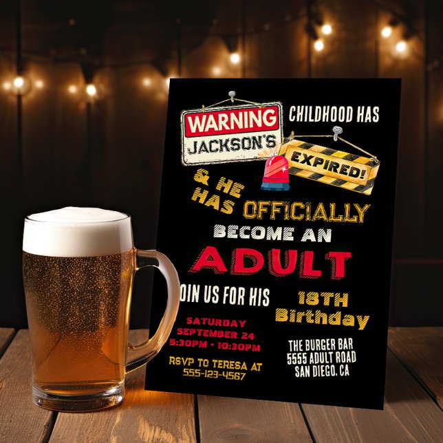 Invitación Aviso oficial para adultos cumple 18 años (Subido por el creador)