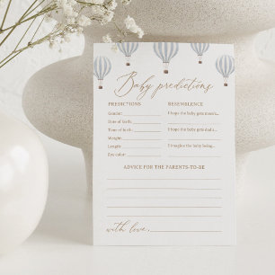 Invitación Aviso y predicciones de Baby Shower sobre globos a