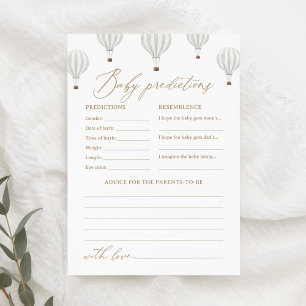 Invitación Aviso y predicciones de Baby Shower sobre globos a