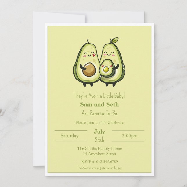 Invitación Avo'n a Baby Aguacate Baby Shower (Anverso)