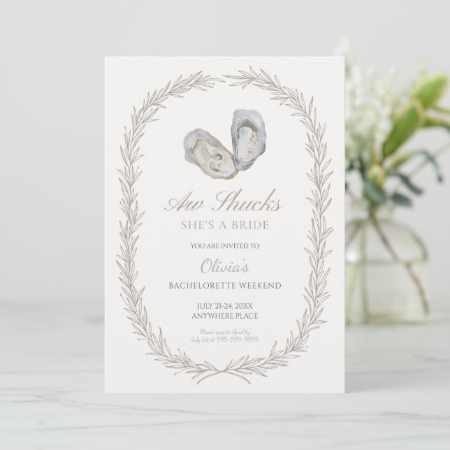 Invitación Aw shucks es un itinerario de soltera de novia (Anverso de pie)