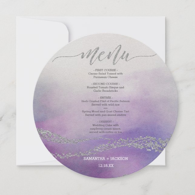 Invitación Awash Elegant Watercolor Orquídea Menú Boda (Anverso)