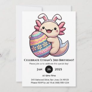 Invitación Axolotl Alegría de Pascua Cumpleaños