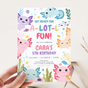 Invitación Axolotl Alotl Fiesta de cumpleaños