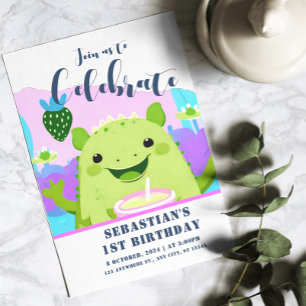Invitación Axolotl Beber leche primer cumpleaños