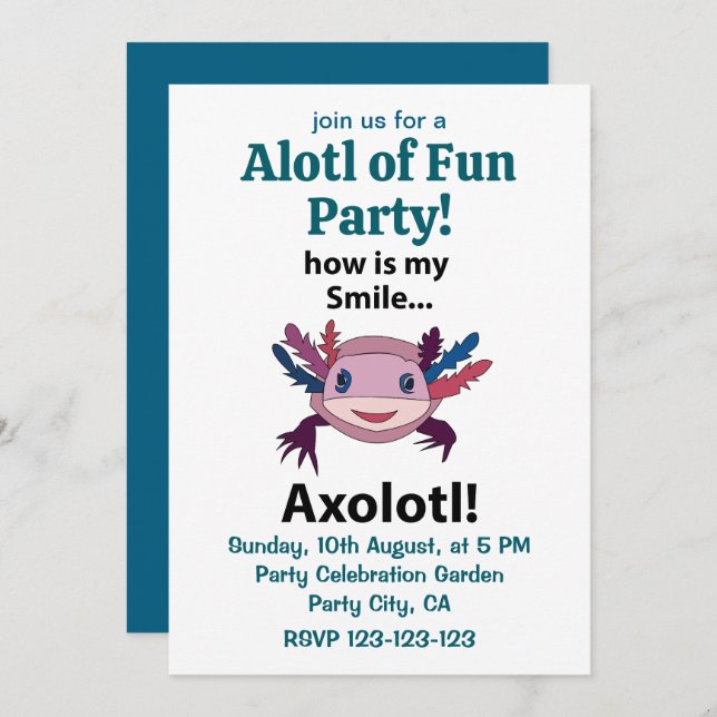 Invitación Axolotl Cómo Está Mi Sonrisa Funny Axolotl (Anverso / Reverso)