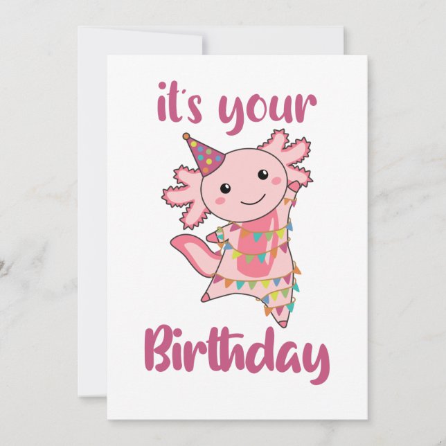 Invitación Axolotl Desea Feliz Cumpleaños A Usted Axolotls Ad (Anverso)