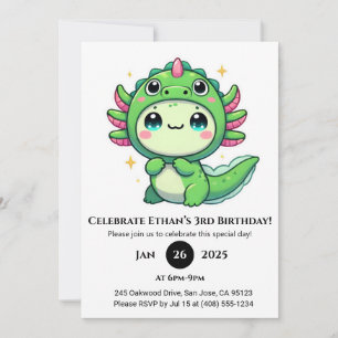 Invitación Axolotl en Dragon Gorra Cumpleaños