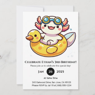 Invitación Axolotl Float Fun Cumpleaños