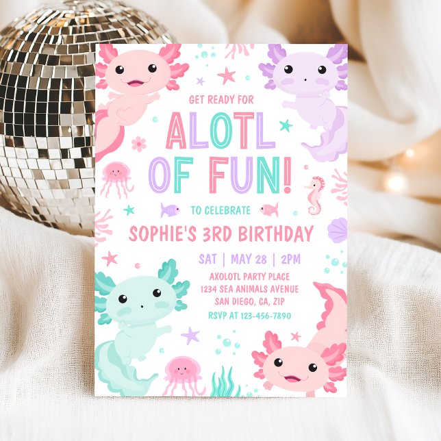 Invitación Axolotl Girl Party Alotl Fun Birthday Invitation (Subido por el creador)