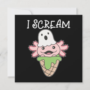 Invitación Axolotl Halloween Fantasma Grito Hielo Juego de Pa