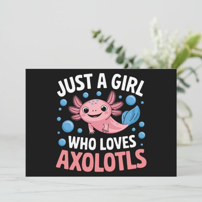 Invitación Axolotl Kawaii Es Sólo Un Chica Que Ama A Axolotls (Anverso de pie)