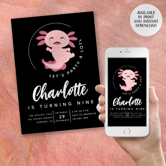 Invitación Axolotl Let's Party Alotl Birthday Party (Subido por el creador)