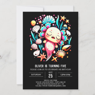 Invitación Axolotl moderno Cumpleaños Imprimible