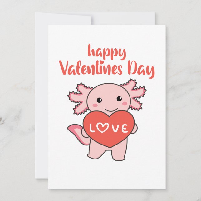 Invitación Axolotl Para Animales El día de San Valentín Con (Anverso)