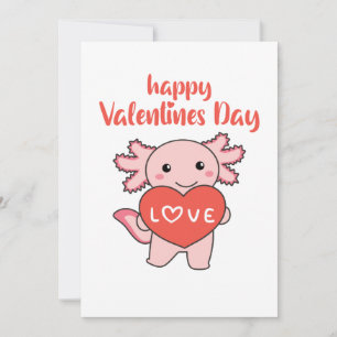 Invitación Axolotl Para Animales El día de San Valentín Con
