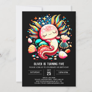 Invitación Axolotl Personalizado acuarela Cumpleaños