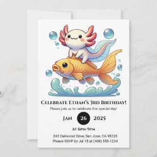 Invitación Axolotl Riding Goldfish Cumpleaños