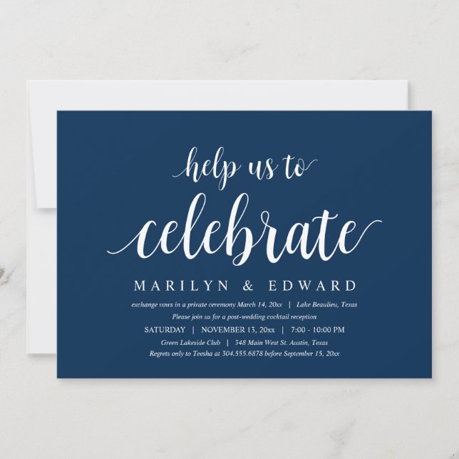 Invitación Ayúdanos a celebrar el Elopement de los Bodas del  (Anverso)