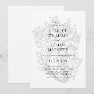 Invitación Ayuno de pulmón floral blanco gótico