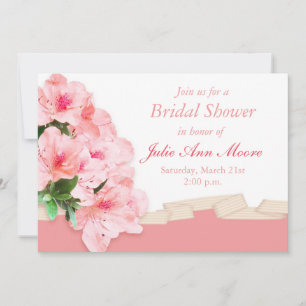 Invitación Azalea rosa y ducha de novia Ribbon