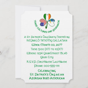 Invitación Azorean Irish USA Bandera Shamrock Personalizado 