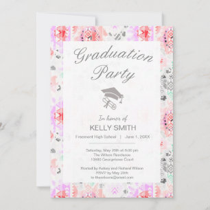 Invitación Azteca floral pastel colorido lindo
