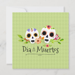 Invitación Azúcar floral Skulls Dia de Muertos Invitation