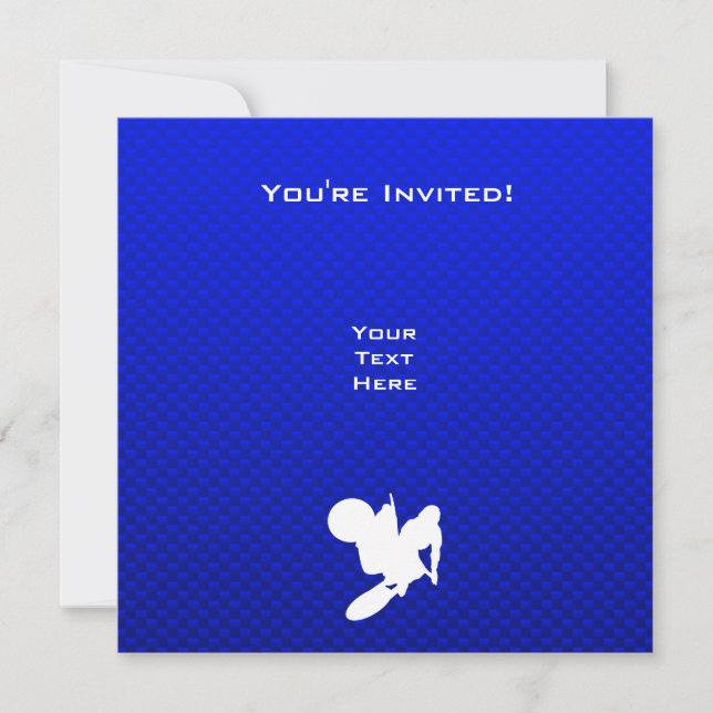 Invitación Azucar motocross azul (Anverso)