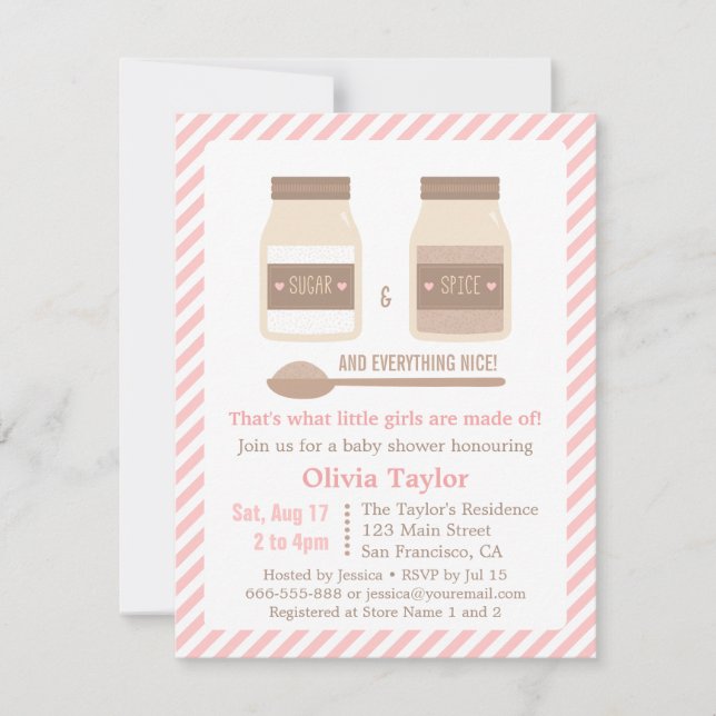 Invitación Azúcar y especia y todo Niza Baby Shower (Anverso)
