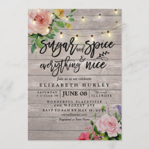 Invitación Azúcar y especias de Baby Shower floral y todo bue