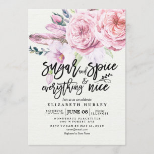 Invitación Azúcar y especias de Baby Shower floral y todo bue