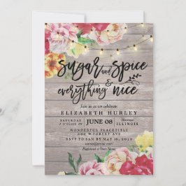 Invitación Azúcar y especias de Baby Shower floral y todo bue