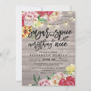 Invitación Azúcar y especias de Baby Shower floral y todo bue