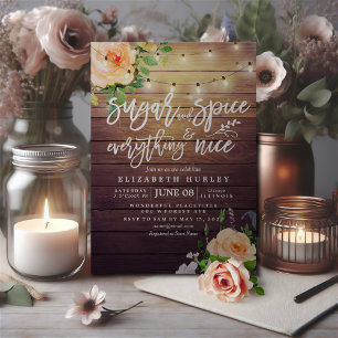 Invitación Azúcar y especias de Baby Shower floral y todo bue